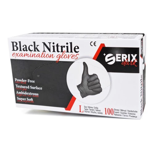 Manusi nitril nepudrate negre 3.5g Serix Dark 100buc